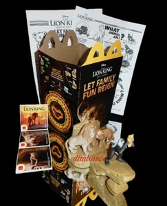 MUFASA Disney McDonalds THE LION KING Toys 1,2,4 Pride Rock Scene+Happy Meal Box - Picture 1 of 3