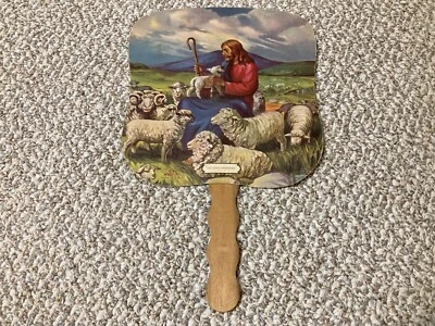 Vintage Good Shepherd Paper Hand Fan A Scheer 8767 USA 1970s Mariana, FL - Image 1 of 4