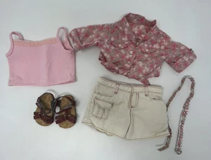 American Girl Doll Nicki Fleming Tie Top Shorts Outfit Shoes Belt - Picture 1 of 8