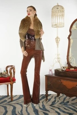 NUEVO Pantalones de Cuero Gucci Marrón 42 6 Pierna Recta Tiro Medio Bolsillos Clásicos Foto 1 de 4