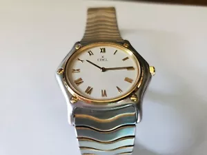 Vintage Men's Ebel Classic Wave 18k Gold Bezel 35mm Roman Numerals Style 181909 - Picture 1 of 13