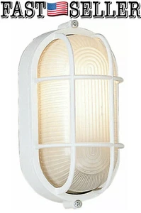 Designers Fountain 2071-WH White 1-Light 5" x 8 1/2" Oval Bulkhead With Guard - Picture 1 of 4