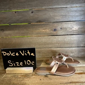 New Little Kids Dolce Vita Rose Gold Faux Leather Thong Sandals Flip Flops 10 C - Picture 1 of 6