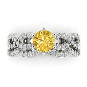 1.57 tcw Round Cut Engagement Ring for Women, 14K White Gold Yellow Promise Ring - Bild 1 von 5
