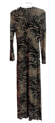 NWT NO COMMENT Animal Print Bodycon Maxi Dress Medium L1 Party Grunge - Image 1 of 4