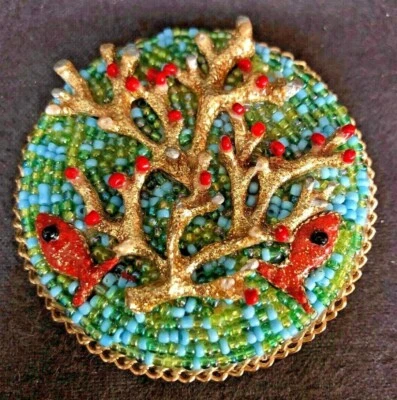 Espejos dobles de maquillaje vintage coleccionables con turquesa, color coral rojo Foto 1 de 4