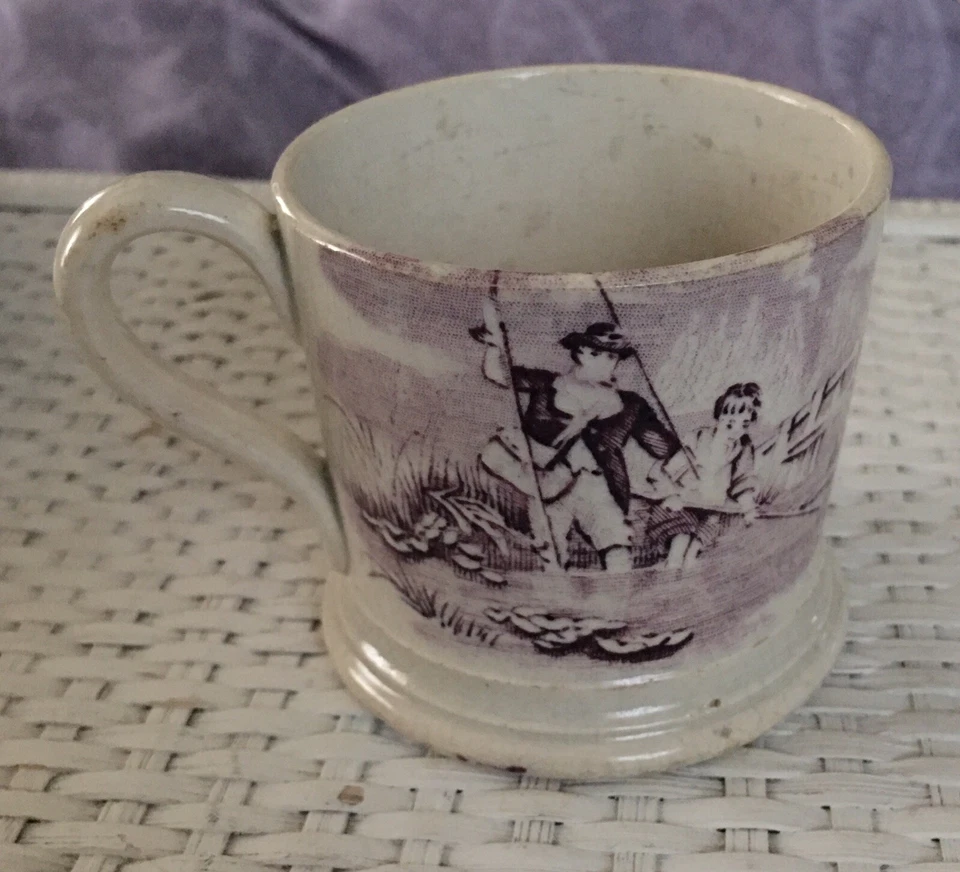 МЯГКАЯ ПАСТА начала 19 г. н.э. антикварная ДЕТСКАЯ КРУЖКА ФИОЛЕТОВАЯ ПОСУДА ДЛЯ РЫБАЛКИ И ОХОТЫ - Изображение 1 из 4