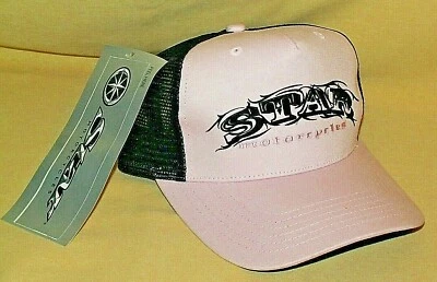 SOMBRERO MOTO ESTRELLA ROSA NEGRO AJUSTABLE BICICLETA PELOTA BÉISBOL GORRA CALCOMANÍA ETIQUETA NUEVA. Foto 1 de 2