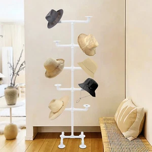 Estante de exhibición industrial de metal blanco para sombreros 10 soportes organizador de almacenamiento - Imagen 1 de 18
