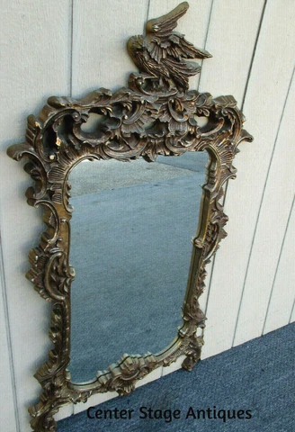 62412 Large Fancy Decorator Mirror with Dragon Bird Figure Cover