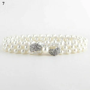 Women Ladies Crystal Beads Chain Belt Stretchy Flower Buckle Corset Waistband - Picture 1 of 14