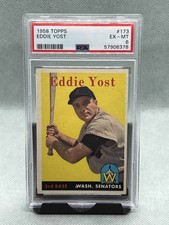 1958 Topps Baseball Eddie Yost Card #173 PSA 6 EX-MT Washington Senators