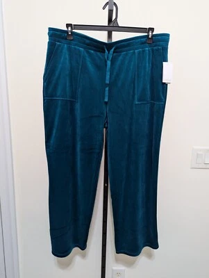 Pantalones para mujer Westbound de terciopelo verde azulado bolsillos de pierna ancha XL Foto 1 de 4