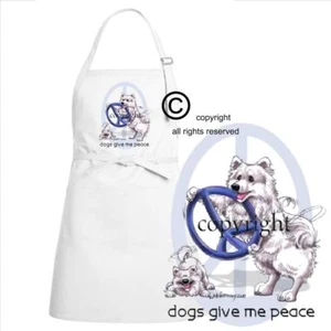 Delantal completo American Eskimo Dogs Give Me Peace lindo arte de dibujos animados cocina chef - Imagen 1 de 2
