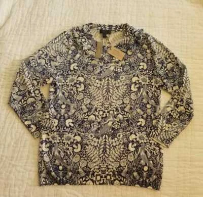 NEW WOMENS XS S J CREW RUFFLE TIPPI SWEATER IN MERMAID FLORAL PRINT G1054 - Image 1 of 3