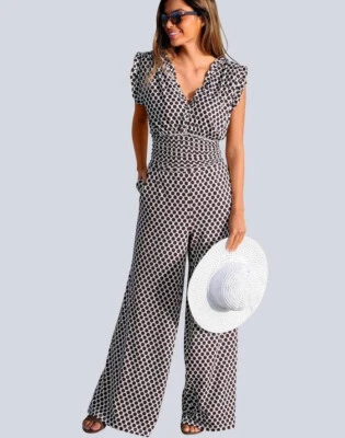 NEU MARLENE STRAND OVERALL PUNKTE RÜSCHEN SMOK 42 44 48 ALBA MODA weiß *21130118 - Bild 1 von 4