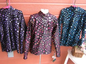 Stars, 3 colors Slinky Western pleasure show shirt Leadline GIRLS XS S M L XL - Picture 1 of 4