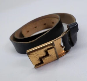 Top Grain Leather Belt 28 30 Skinny Black Vtg 6001 Distressed - Picture 1 of 9