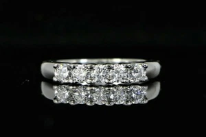 $3,950 Platinum 5 Round 0.50ct Diamond Ring Wedding Band Anniversary Ring Size 5 - Picture 1 of 6