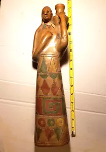 Vtg Antique OAXACA POTTERY SCULPTURE Primitive Woman Jug Statue MEXICAN FOLK ART - Picture 1 of 24