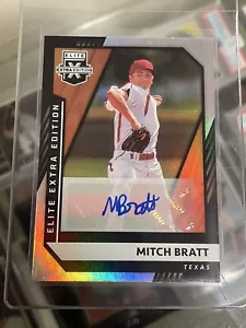 MITCH BRATT - 2021 Panini Elite Extra Edition RC AUTO - Texas Rangers Prospect - Picture 1 of 2