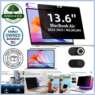 Magnetic Privacy Screen for MacBook Air 13.6 Inch Anti Glare Blue Light Filter - Image 1 of 4