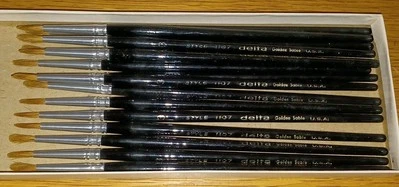 Vintage Delta Golden Sable Paint Brushes - Style 1107 Size 3 - 16 brushes - Image 1 of 3