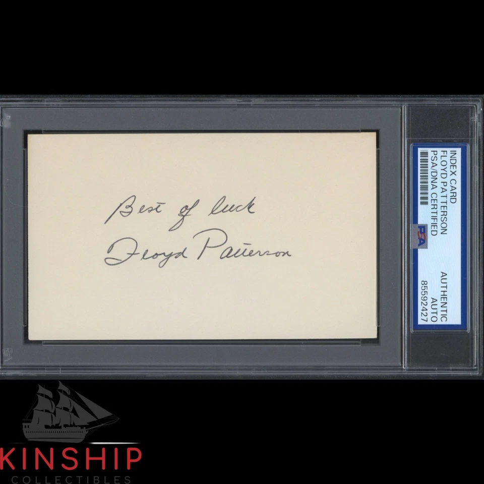 Floyd Patterson signed 3x5 Index Card PSA DNA Slab Inscribed Boxing Auto C5280 - Image 1 of 1