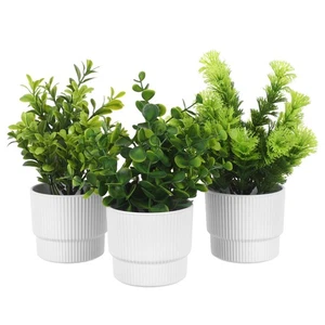 Bonsai realistico da interno 3 pezzi stelo di eucalipto artificiale pianta in vaso - Foto 1 di 18