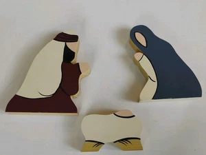 Krippe handbemalt Holzblock 3 Stück Vintage Weihnachten 90’er - Bild 1 von 7