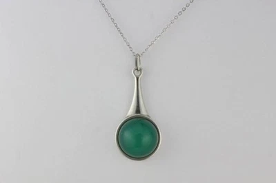 GEORG JENSEN 156 ágata verde colgante superior plata SV925 Foto 1 de 4