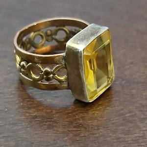 Anillo raro vintage de citrino 925 hecho a mano 4,8 g talla 5 5 banda - Imagen 1 de 9