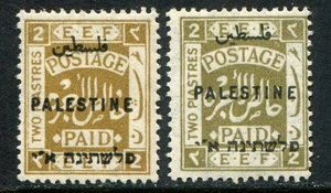 Palestina 1922 'Londra 2' 2p ocra SG 81b (+SG 81) zecca incernierata (cat. £154) - Foto 1 di 2