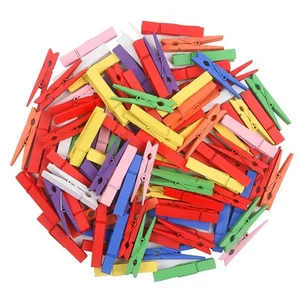 100PCS Wooden ClothespinsMixed Colored Craft Peg Pins Clips for Photos Pictur... - Picture 1 of 6