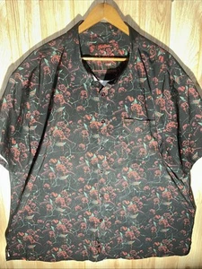 Retro Rifle Super Stretch Sacrifice Men’s 5XL Roses Skulls Short Sleeve Button U - Picture 1 of 10