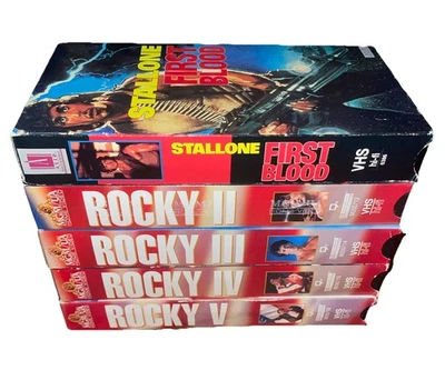 Sylvester Stallone VHS Lot (5) Rocky 2-5, First Blood - Image 1 of 3