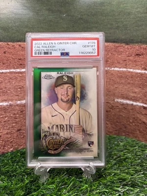 2022 Allen & Gunter Chrome #178 Cal Raleigh Green Refractor /99, RC PSA 10 POP 3 - Image 1 of 2