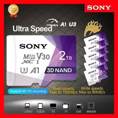 Sony 2TB 1TB 512GB 256GB 128GB 64GB Extreme Micro SD TF Memory Card Class 10 - Image 1 of 4
