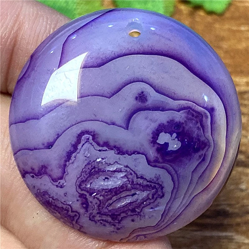 KU34474 31x6mm Rayas Púrpura/Blanco Ágata Colgante Cuentas Redondas Foto 1 de 1