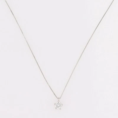 .22ct Round Cut Diamond Solitaire Pendant on 15.75" Necklace Platinum 1.24 Grams - Image 1 of 4