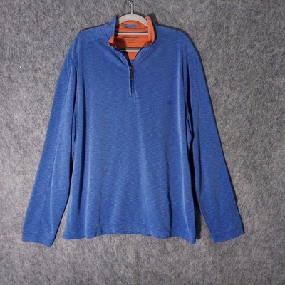 Johnston & Murphy Men Pullover XL Blue Modal 1/4 Zip Long Sleeve Casual Preppy - Image 1 of 4