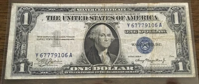 1935 A $1 Dollar Bill Silver Certificate Note Error Gutter Fold YA block #777 - Image 1 of 3