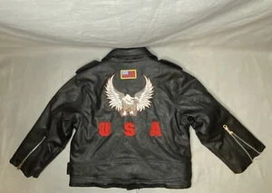 Outdoor Habitat 7T Biker USA-Eagle-Flag Boys Black Jacket - Picture 1 of 8