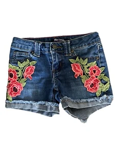 Blue Candy Denim Floral Embroidered Shorts Girls Sz 7 - Picture 1 of 7