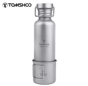 Tomshoo 750ml Titanium Water Bottle + 300ml Titanium Cup Outdoor Camping Canteen - Picture 1 of 6