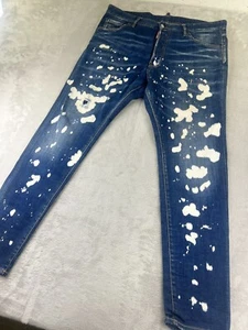 DSQUARED2 Bleach Splash Skinny Jeans Size 52 US 38Wx29.5L Made in Italy Pockets - Picture 1 of 12