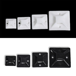 Self Adhesive Cable Wire Nylon Zip Tie Mounts Fixing Cord Clips Sticky Base Pads