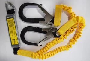 RidgeGear 1.5m Elasticated Double Lanyard + Scaffold Hooks - Picture 1 of 1