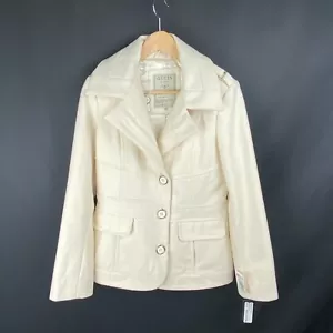 NUEVO Abrigo Guess de un solo pecho para mujer M invierno blanco mezcla de lana bolsillos botones - Imagen 1 de 13