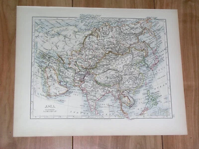 1904 POLITICAL / PHYSICAL MAP OF ASIA CHINA INDIA SAUDI ARABIA RUSSIA INDONESIA - Image 1 of 4